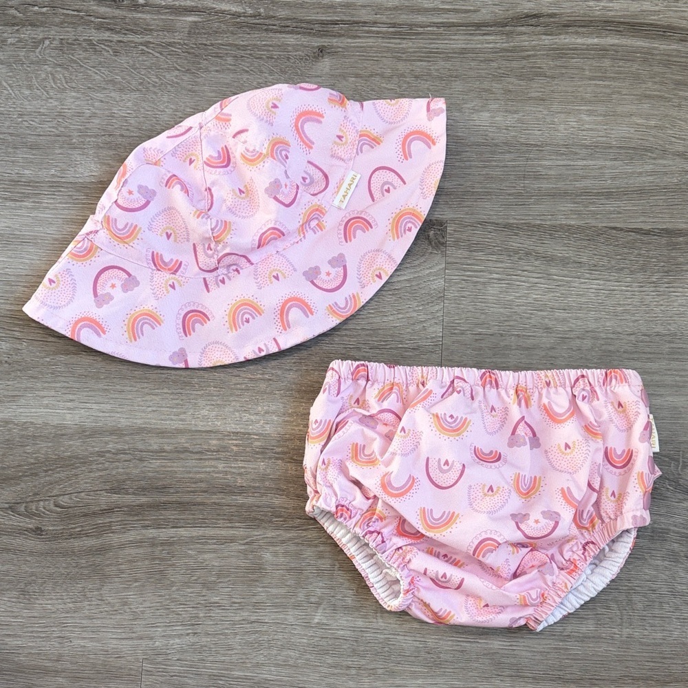 Tahari baby girls beach hat + swim diaper